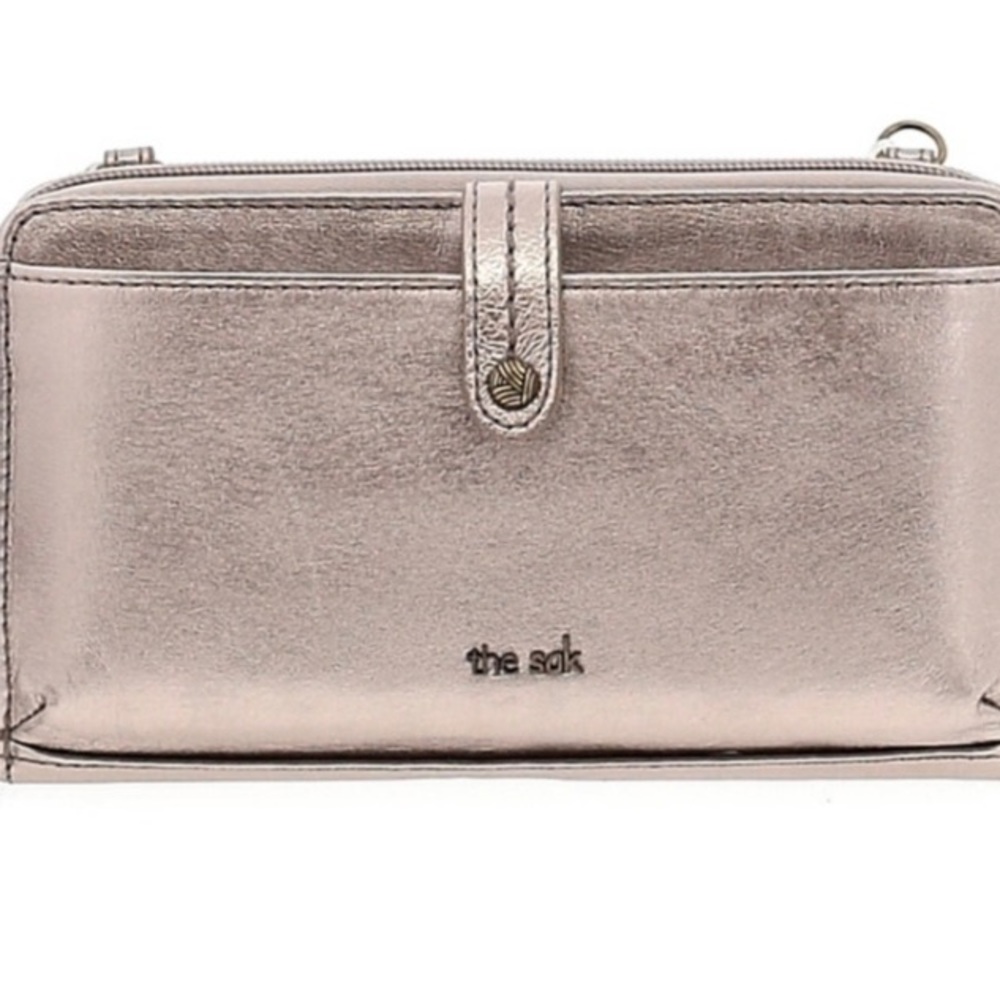 The Sak 3 in 1 wallet, wristlet and crossbody bag. Pyrite/Metallic